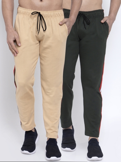

NEUDIS Men Pack Of 2 Solid Structured Fit Track Pants, Beige