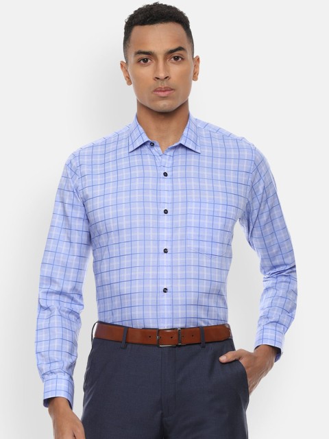

Van Heusen Men Blue Slim Fit Checked Casual Shirt