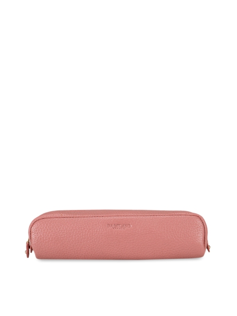 

Da Milano Unisex Pink Textured Leather Travel Pouch
