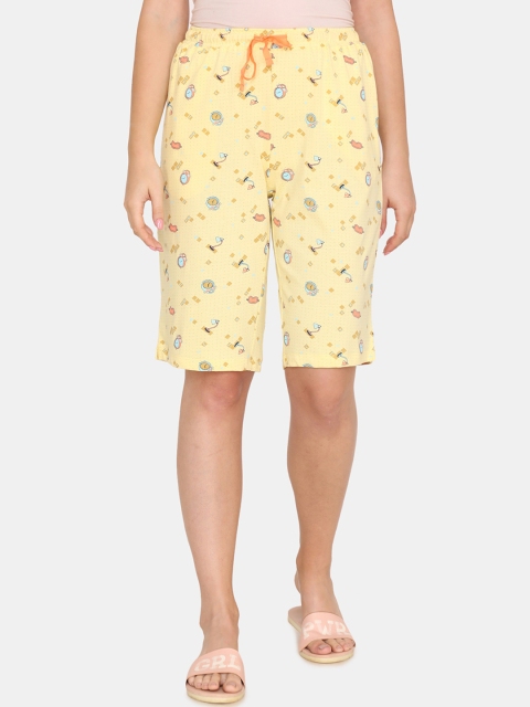 

Zivame Women Yellow & Orange Printed Lounge Shorts