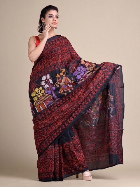 

Mitera Multicoloured Embroidered Pure Silk Handloom Saree, Multi
