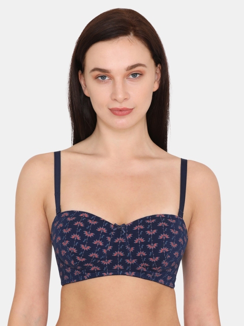 

Zivame Navy Blue & Pink Printed Underwired Lightly Padded T-shirt Bra ZI10DSFASH0BLUE