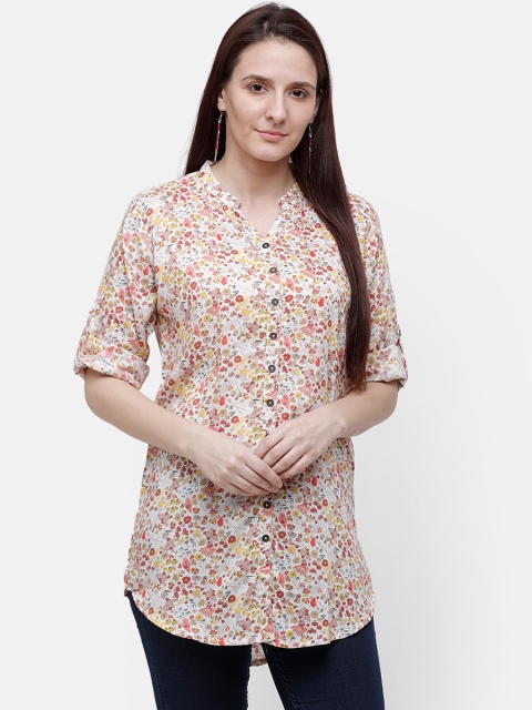 

Rasada Women White Floral Printed Cotton Kurti
