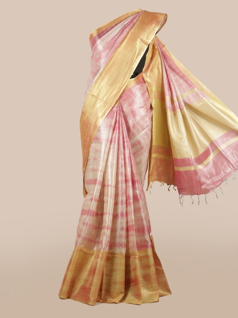 

Pothys Pink Dyed Linen Blend Saree