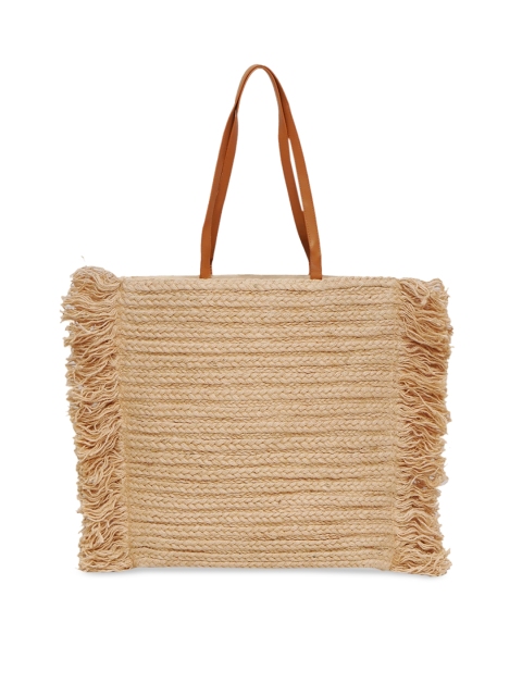 

Diwaah Beige Self Design Tote Bag