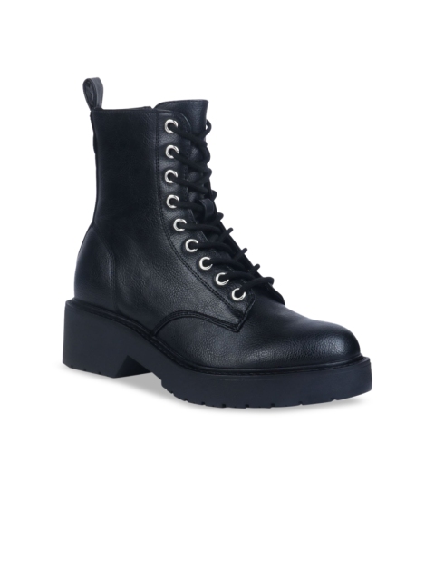 

London Rag Women Black Solid High-Top Heeled Boots