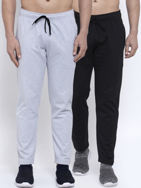 

NEUDIS Men Pack of 2 Solid Structured-Fit Track Pants, Grey melange