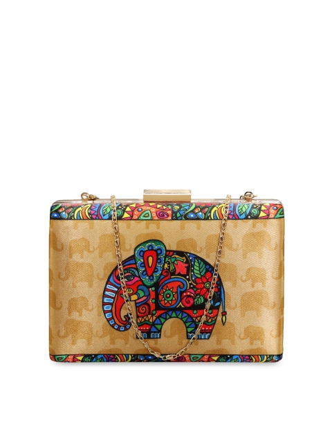 

All Things Sundar Beige & Red Printed Clutch