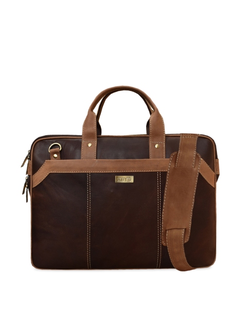 

ABYS Unisex Brown Textured 16 Inch Leather Laptop Bag