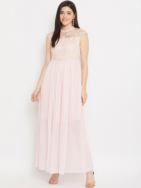 

Madame Women Pink Embroidered Maxi Dress