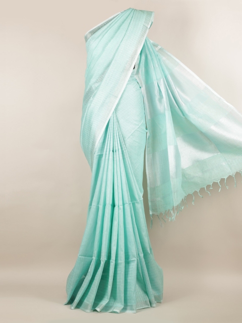 

Pothys Green Solid Linen Blend Saree
