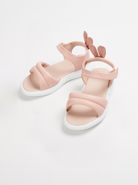 

Fame Forever by Lifestyle Girls Pink Solid PU Open Toe Flats