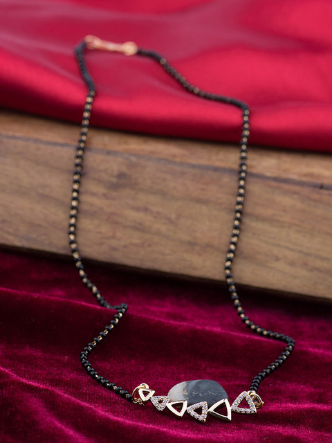 

Alankruthi Gold-Plated Black Stone Studded Mangalsutra