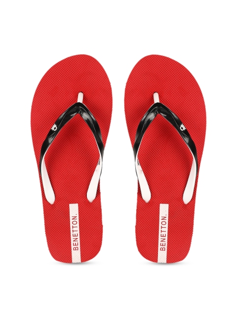 

United Colors of Benetton Women Red & Black Solid Thong Flip-Flops