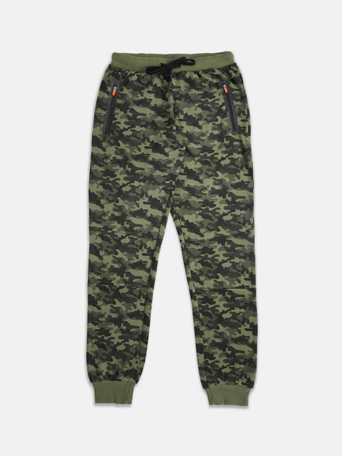 

Pantaloons Junior Boys Olive Green Camouflage Printed Straight-Fit Joggers