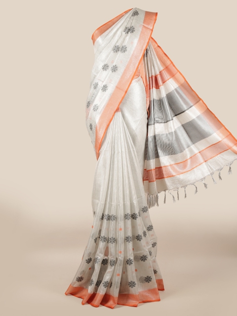 

Pothys Silver-Toned Solid Saree