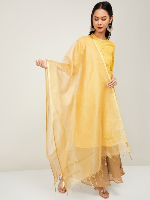

Melange by Lifestyle Gold-Toned Checked Dupatta