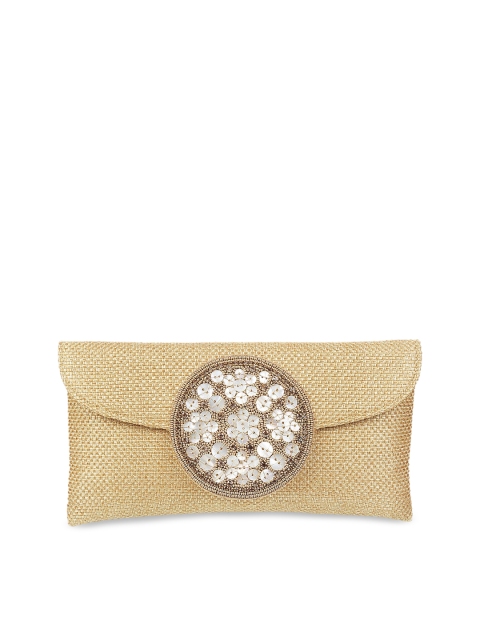 

Metro Gold-Toned & White Textured Embellished Clutch