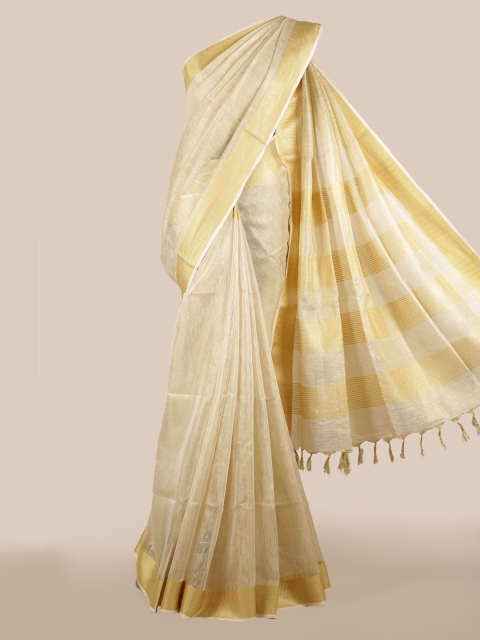 

Pothys Cream-Coloured Checked Saree
