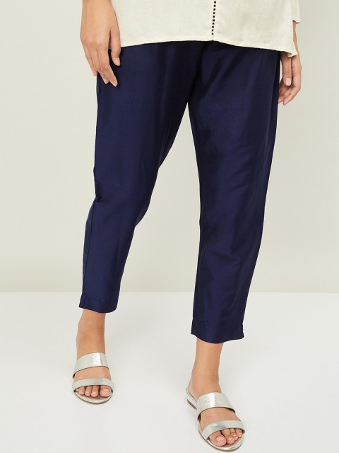 

Melange by Lifestyle Women Navy Blue Regular Fit Solid Regular Trousers