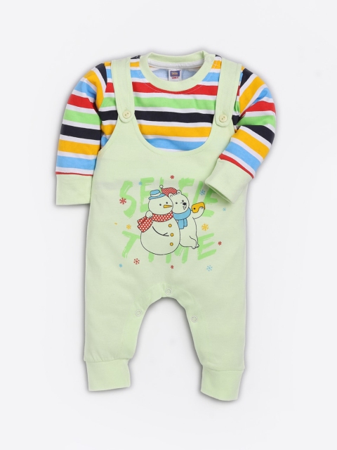 

Nottie Planet Infant Boys Green & Blue Printed Romper