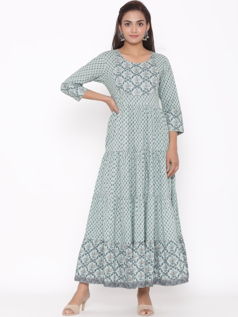 

Silai Bunai Women Green Printed Maxi Dress