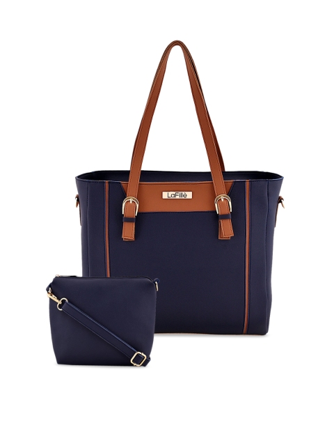 

LaFille Blue & Brown Colourblocked Shoulder Bag