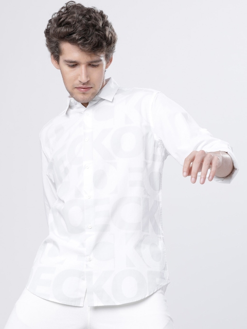 

Ecko Unltd Men White & Grey Slim Fit Printed Casual Shirt