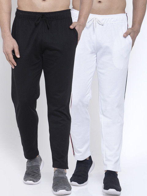 

NEUDIS Men Pack Of 2 Solid Structured-Fit Track Pants, Black