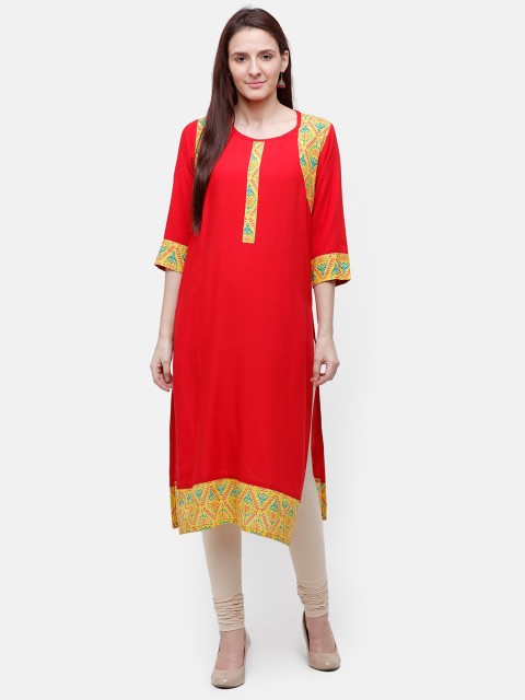 

Rasada Red Ethnic Motifs Yoke Design Kurta