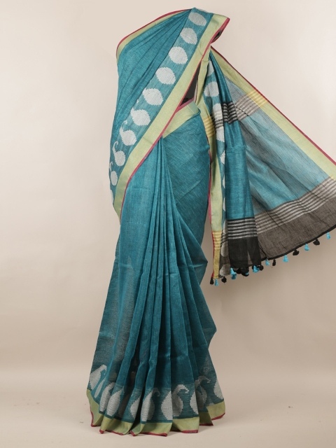 

Pothys Blue Solid Saree