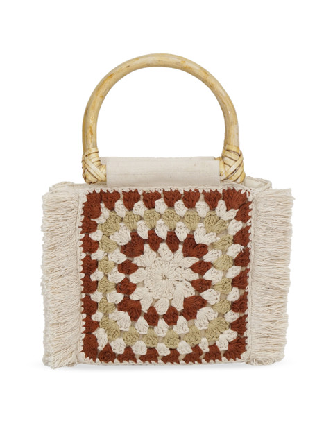 

Diwaah Beige & Red Self Design Handheld Bag