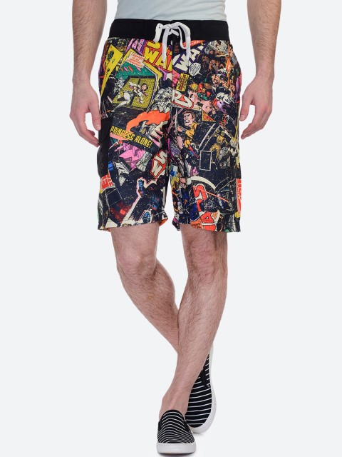Free Authority Men Navy Blue Star Wars Print Regular Fit Shorts