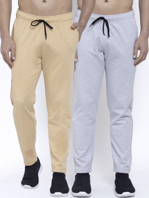 

NEUDIS Men Pack Of 2 Solid Structured-Fit Track Pants, Grey
