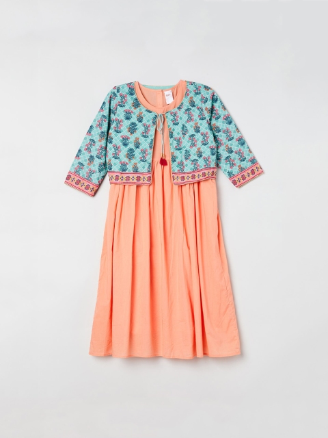

max Girls Multi Solid Ethnic A-Line Dress With Shrug