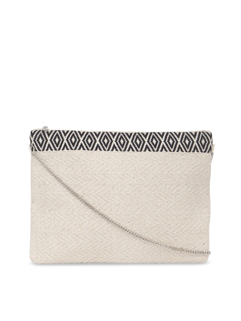 Diwaah Cream-Coloured Self Design Sling Bag