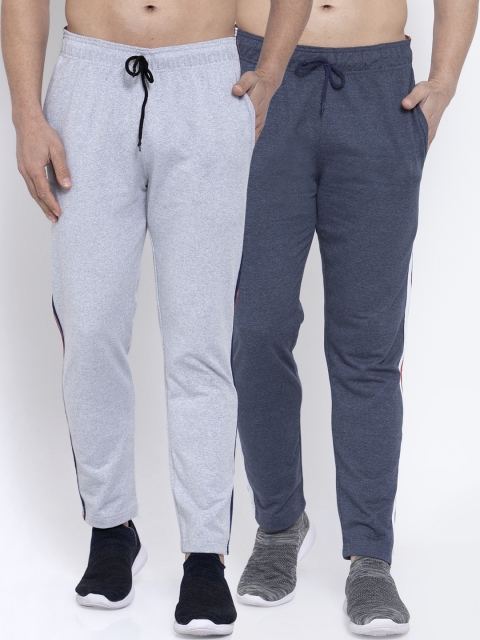 

NEUDIS Men Pack Of 2 Solid Structured-Fit Track Pants, Navy blue