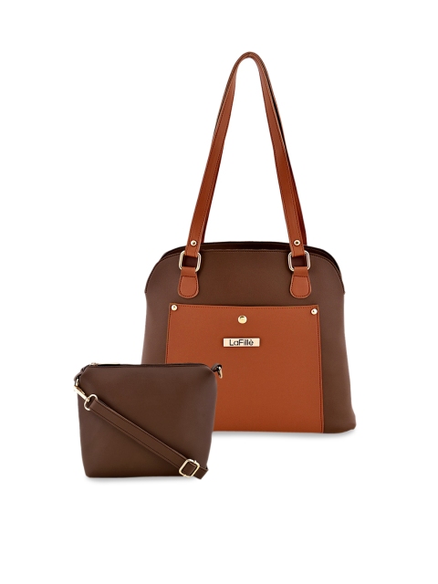 

LaFille Brown Colourblocked Shoulder Bag