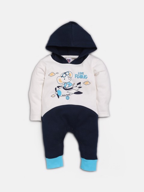 

Nottie Planet Infant Boys Navy Blue & White Printed Romper