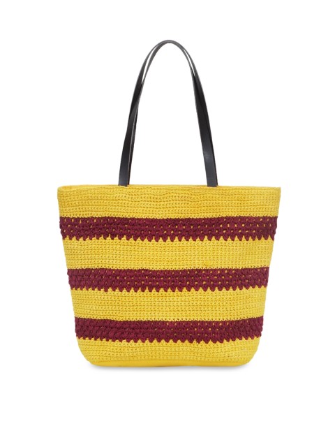 

Diwaah Yellow & Brown Striped Tote Bag