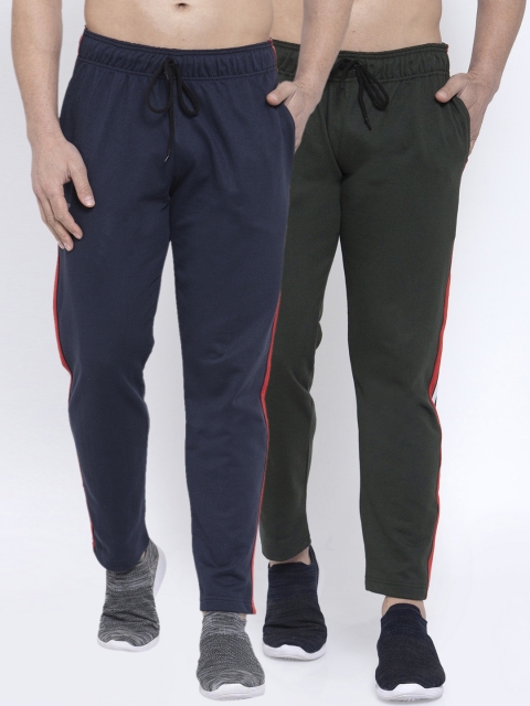

NEUDIS Men Pack Of 2 Solid Structured Fit Track Pants, Navy blue