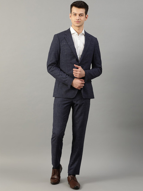 

Bruun & Stengade Men Navy Blue Checked Slim-Fit Single-Breasted Formal Suit