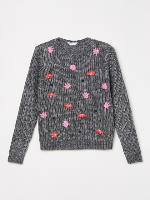 

Bossini Girls Grey Self Design Pullover Sweater