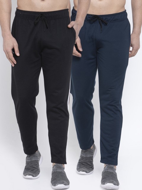 

NEUDIS Men Pack of 2 Solid Structured-Fit Track Pants, Black