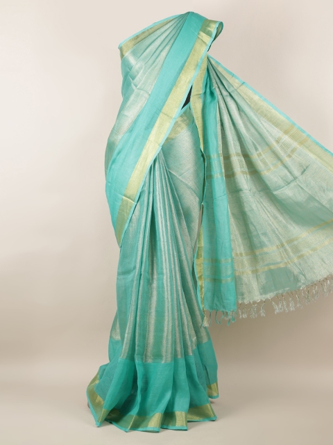 

Pothys Green Solid Linen Blend Saree