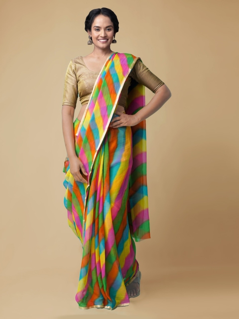

Unnati Silks Multicoloured Poly Chiffon Printed Patola Saree, Multi