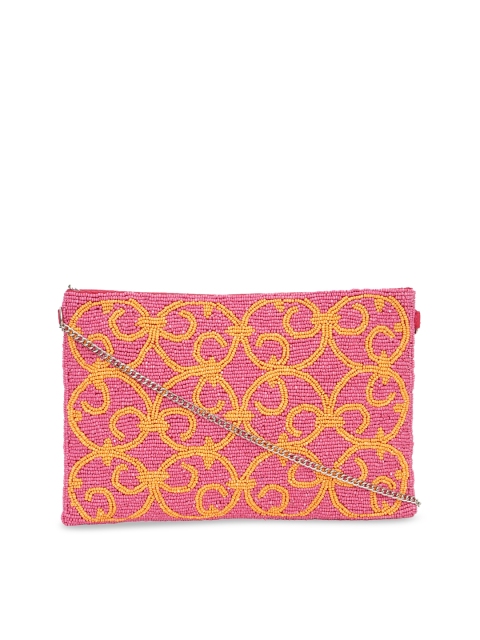 

Diwaah Pink & Yellow Embellished Tote Bag