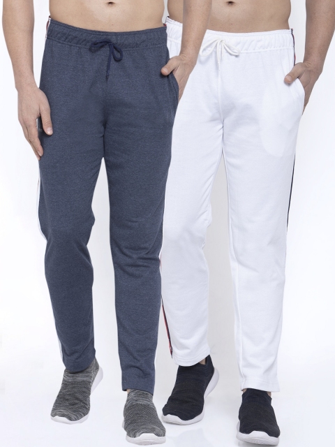 

NEUDIS Men Pack Of 2 Solid Structured Fit Track Pants, Blue
