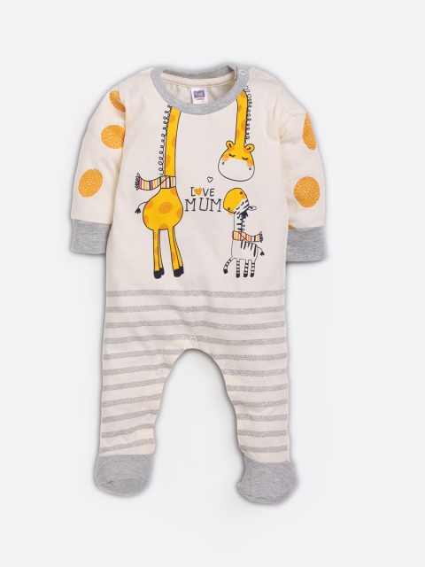 

Nottie Planet Boys Yellow & Grey Printed Rompers