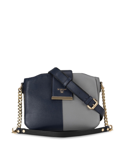 

Da Milano Grey & Blue Colourblocked Leather Sling Bag